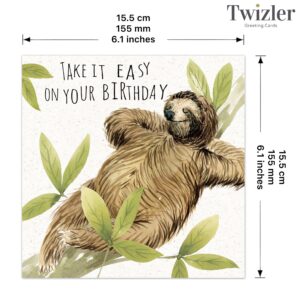 Twizler Funny Birthday Card Sloth – Funny Card Birthday – Happy Birthday Card – Funny Birthday Card Men – Funny Birthday Card Women – Funny Birthday Card Him – Funny Birthday Card Her – Sloth Card