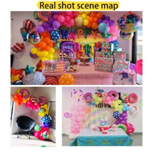 87 Pcs Candy Balloon Garland Arch Kit- Lollipop Mylar Foil Balloon Pink and Yellow Orange Purple Rose Red Balloons for child Birthday Party Baby Shower Background Wall Decor