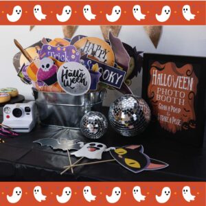 Halloween Photo Booth Props - 41-pc Photobooth Kit with 8 x 10-Inch Sign, 60 Adhesive Pads, and 45 Sticks - Halloween Photo Props - Halloween Selfie Props - Halloween Photo Booth Decorations