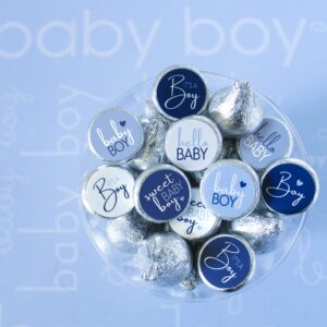 Blue It’s a Boy Baby Shower Favor Stickers, Sweet Baby Boy Chocolate Kisses Party Favor Candy Stickers - 180 Labels