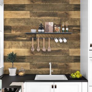 WESTICK Brown Wood Wallpaper Peel and Stick Wood Contact Paper for Cabinets Countertops Waterproof Wooden Wall Paper Decorative Vinyl Countertop Wood Wallpapers for Bedroom Accent Wall 15.8" x 78"