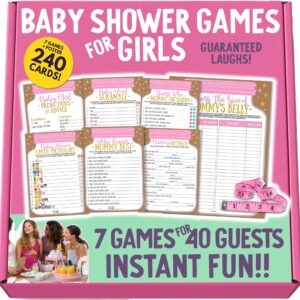 Neatz Baby Shower Games for Girl - Huge Set, 7 Games - Hilarious Baby Shower Games, Baby Prediction Cards, Mason Jar Baby Shower Decorations for Girl