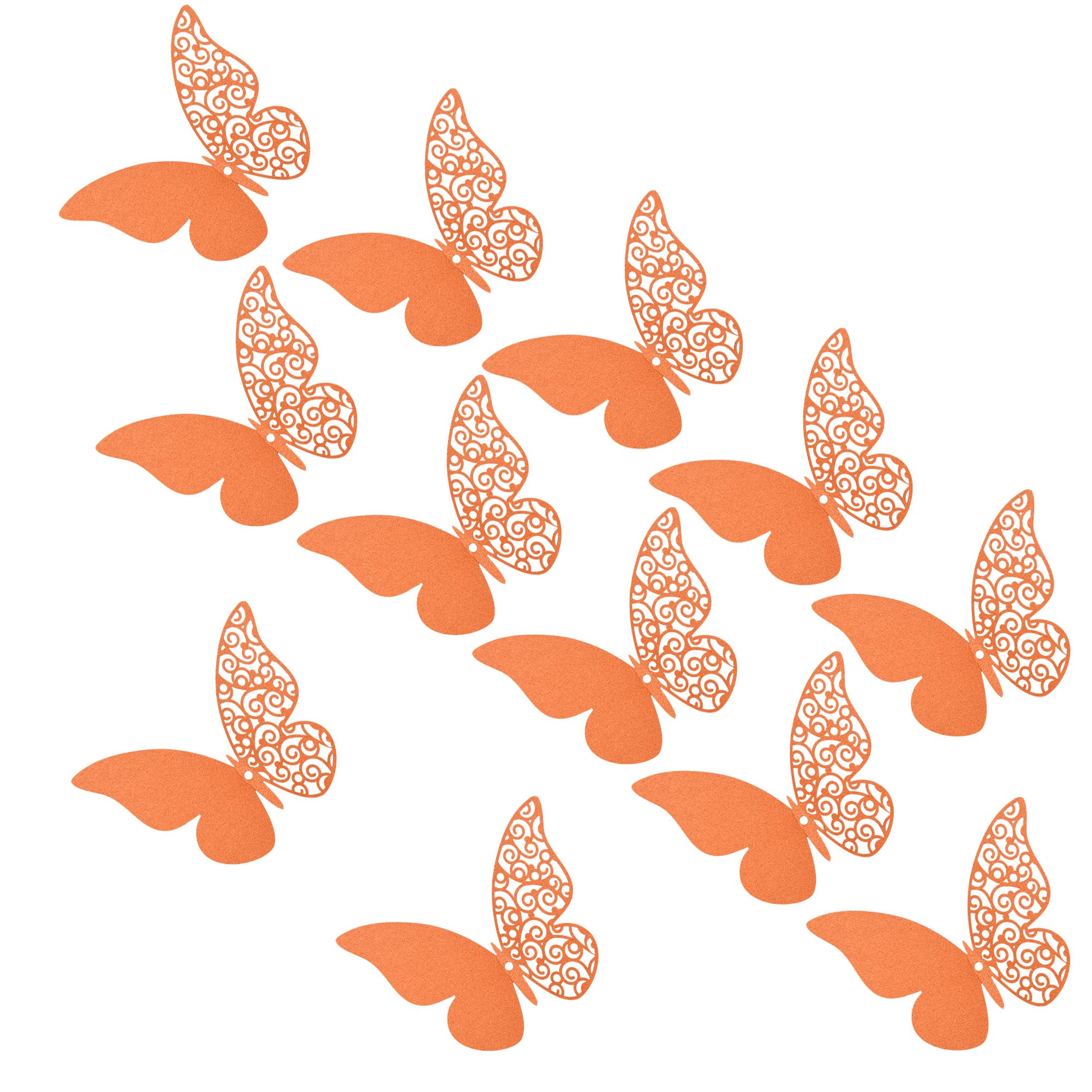 Pengcen 12 Pcs 3D Butterfly Wall Stickers,DIY Wall Decor,Removable Paper Butterflies Sticker,Decoration Kids Bedroom and Wedding,Orange,Pattern A