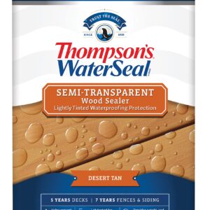 Thompson’s WaterSeal Semi-Transparent Waterproofing Wood Stain and Sealer, Desert Tan, 1 Gallon