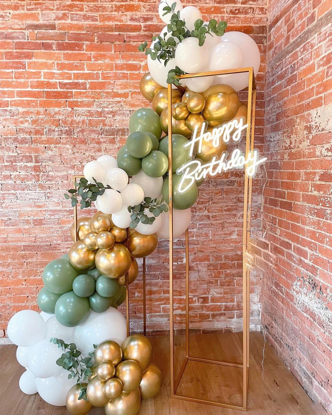 Sage Green Gold White Balloons Set, 50pcs 12 Inch Retro Sage Green Gold White Party Balloons Confetti Balloons with Ribbon for Birthday Wedding Baby Shower Graduation Eucalyptus Party Decorations