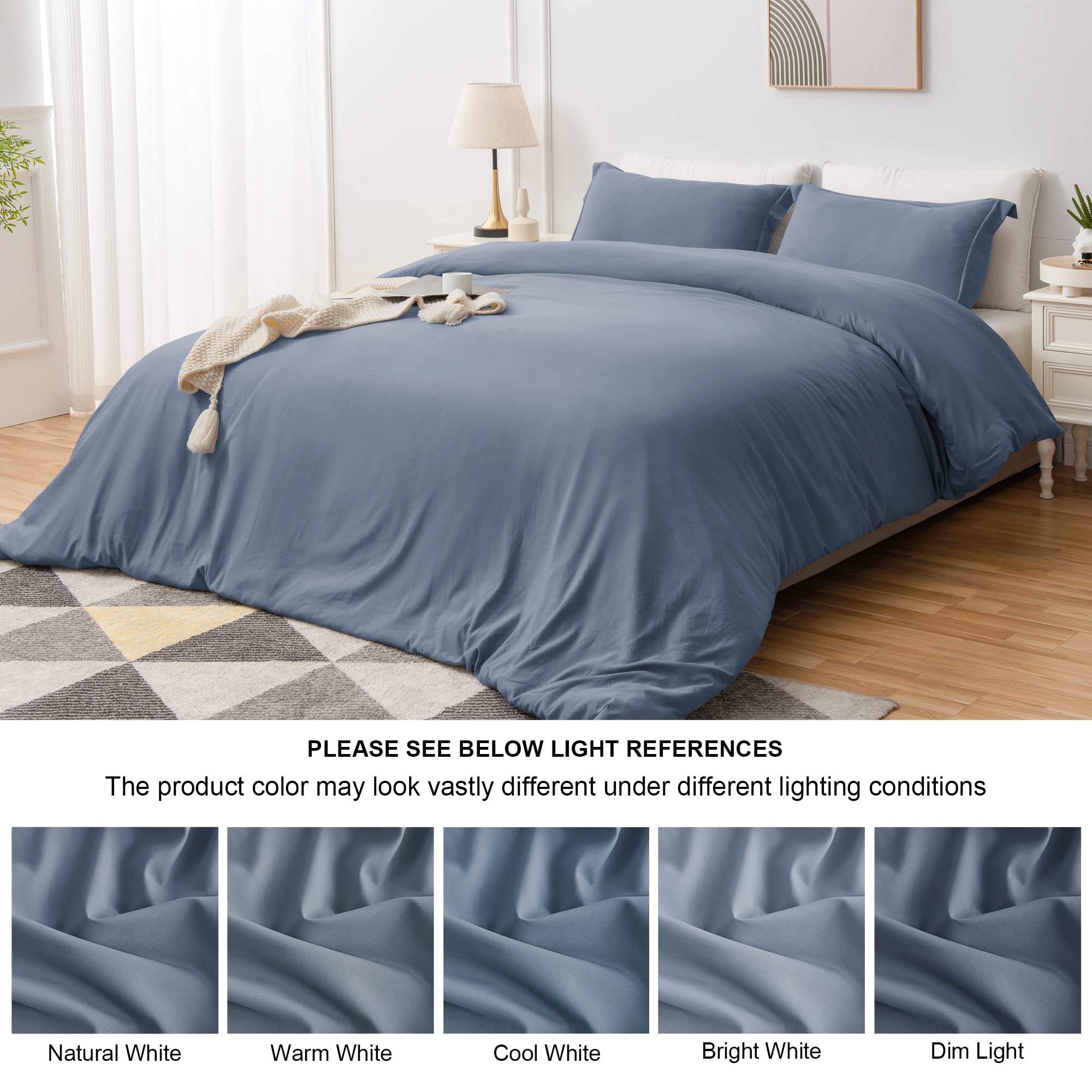 BEDELITE Navy Duvet Cover Set Twin Size - Super Soft Washed Microfiber Duvet Twin XL Comforter Cover-Hotel Collection Cozy Full Size Bedding Sets 3 Piece with Zipper Closure for All Season