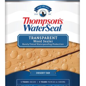 Thompson’s WaterSeal Transparent Waterproofing Wood Stain and Sealer, Desert Tan, 1 Gallon