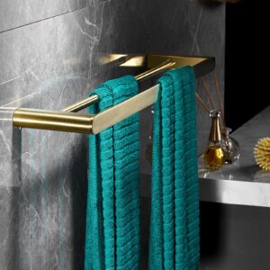 Towel Rail Bar, Stainless Steel Double Towel Holder, 40cm - 80cm Wall Mounted Polished Bath Towel Rack for Bathroom and Kitchen, Gold