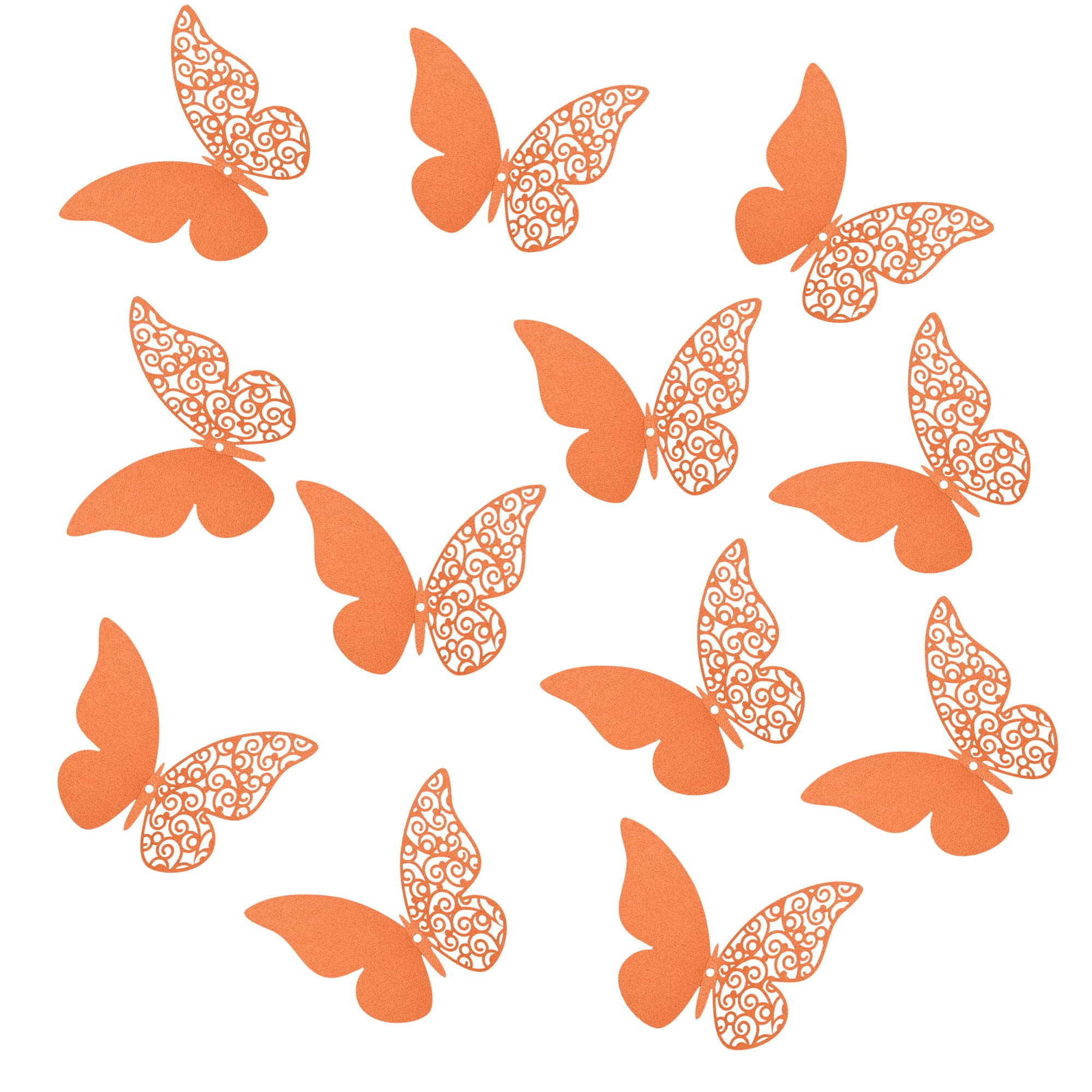 Pengcen 12 Pcs 3D Butterfly Wall Stickers,DIY Wall Decor,Removable Paper Butterflies Sticker,Decoration Kids Bedroom and Wedding,Orange,Pattern A