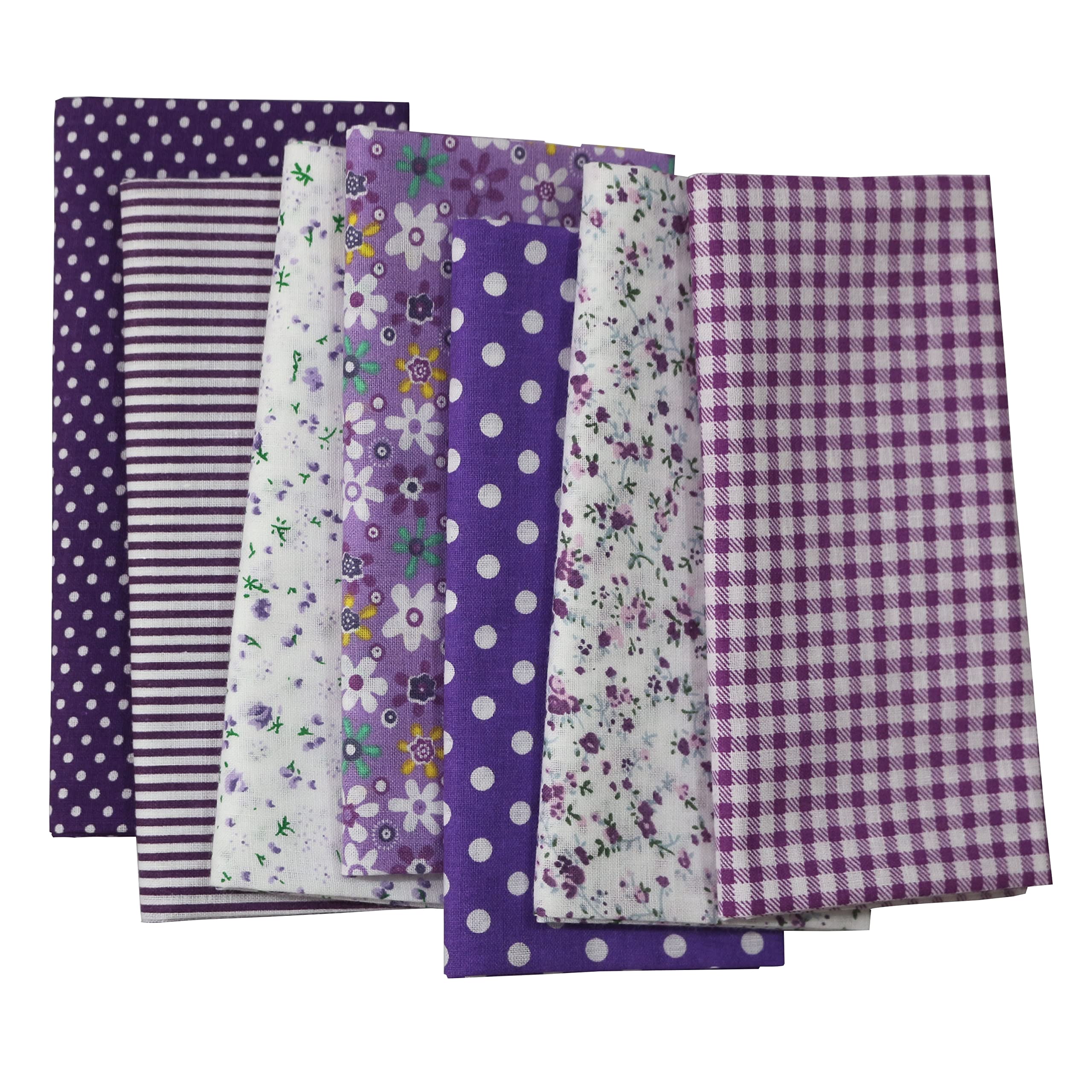 OZXCHIXU 7PCS/lot Purple Series Floral Cotton Fabric Quilting Patchwork Fabric Fat Quarter Bundles Fabric for Scrapbooking Cloth Sewing DIY Crafts Handmade Bags Pillows 19.7X19.7inches