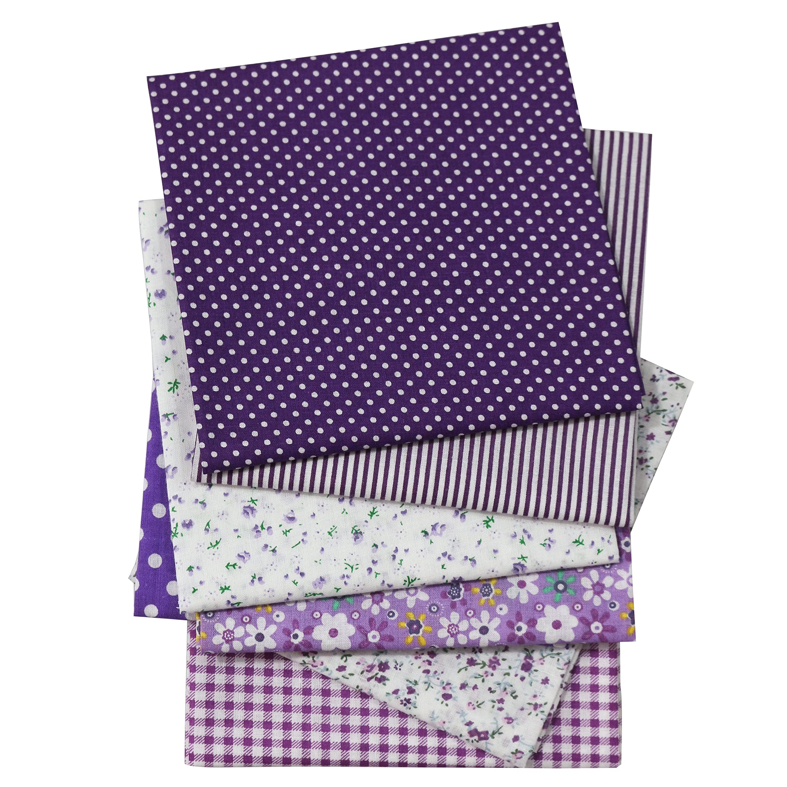 OZXCHIXU 7PCS/lot Purple Series Floral Cotton Fabric Quilting Patchwork Fabric Fat Quarter Bundles Fabric for Scrapbooking Cloth Sewing DIY Crafts Handmade Bags Pillows 19.7X19.7inches