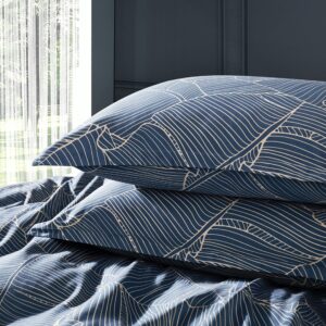 Get Bed Ready Unique Mid-Century Modern Boho Chic Vintage Retro Mod Print Bedding Egyptian Cotton Duvet Cover Set Minimalist Chic Botanical Design Asian Zen Style Pattern (King, Dusky Blue)