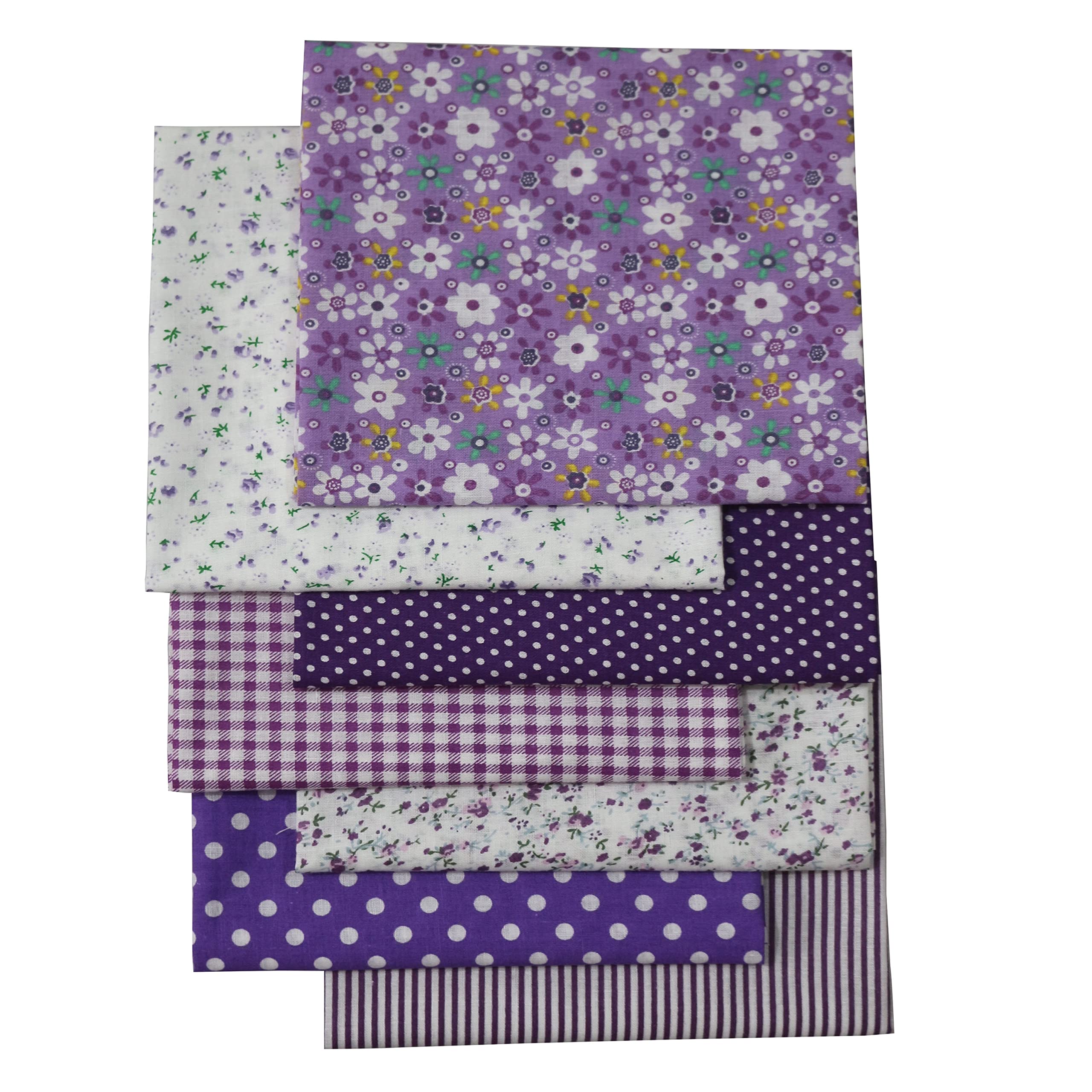 OZXCHIXU 7PCS/lot Purple Series Floral Cotton Fabric Quilting Patchwork Fabric Fat Quarter Bundles Fabric for Scrapbooking Cloth Sewing DIY Crafts Handmade Bags Pillows 19.7X19.7inches