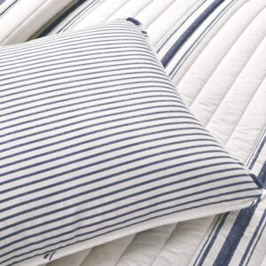 Lush Decor Farmhouse Stripe Reversible Quilt Set, 2 Piece Set, Twin XL, Navy - Twin Bedding Set - Dorm Decor - Striped Quilt For Kids Or Teens - Modern Farmhouse Bedroom Decor