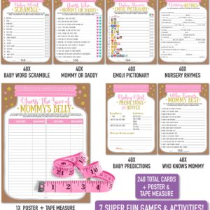 Neatz Baby Shower Games for Girl - Huge Set, 7 Games - Hilarious Baby Shower Games, Baby Prediction Cards, Mason Jar Baby Shower Decorations for Girl