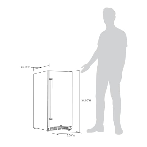 NewAir 15" Commercial Beverage Refrigerator | Weatherproof Stainless Steel Fridge | Built-In or Freestanding Outdoor Patio Fridge For Beer, Wine, Food NCR032SS00