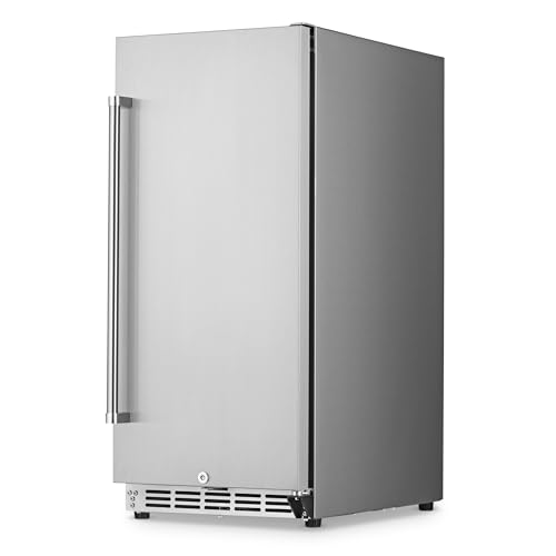 NewAir 15" Commercial Beverage Refrigerator | Weatherproof Stainless Steel Fridge | Built-In or Freestanding Outdoor Patio Fridge For Beer, Wine, Food NCR032SS00