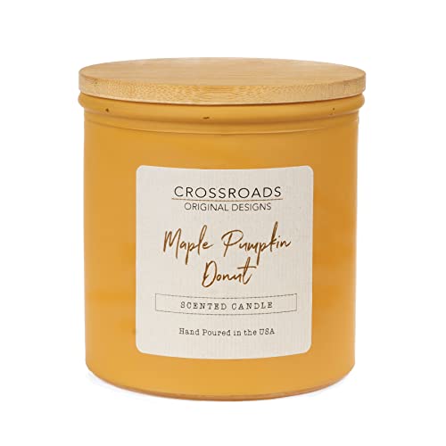 Crossroads Maple Pumpkin Donut Colored Glass Candle, 14 Oz