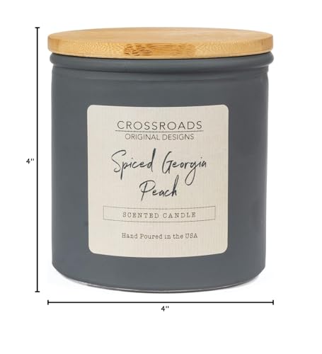 Crossroads Spiced Georgia Peach Colored Glass Candle, 14 Oz