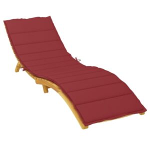 vidaXL Sun Lounger Cushion in Wine Red, 78.7"x23.6"x1.2" - Oxford Fabric Outdoor Patio Furniture Cushion with Soft Foam Fiber Filling - Water-Resistant Design with Non-Slip Attachment Ropes.