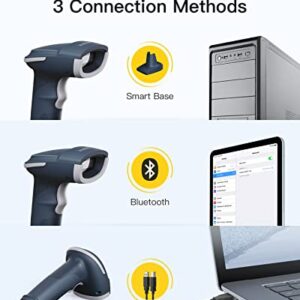 Inateck QR Barcode Scanner, 2D Wireless Barcode Scanner, 3 in 1 Barcode Reader, Screen Scanning, BCST-54 Blue