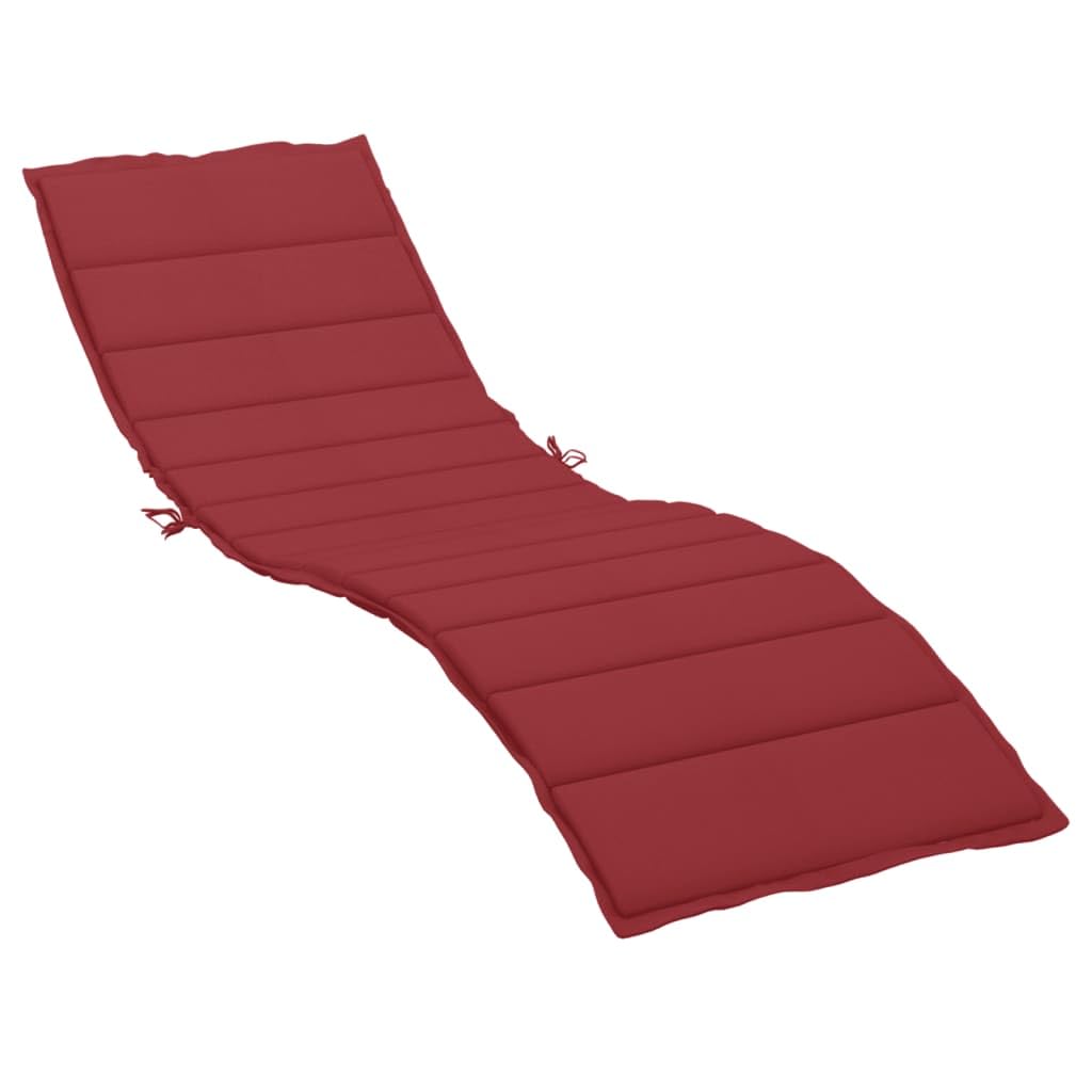 vidaXL Sun Lounger Cushion in Wine Red, 78.7"x23.6"x1.2" - Oxford Fabric Outdoor Patio Furniture Cushion with Soft Foam Fiber Filling - Water-Resistant Design with Non-Slip Attachment Ropes.