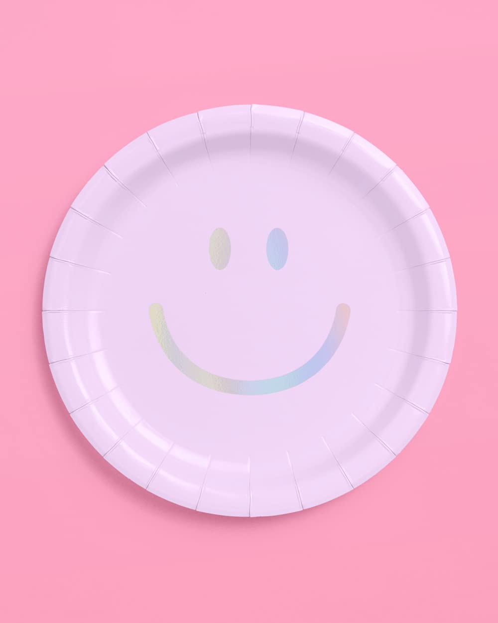 xo, Fetti Smiley Paper Plates - 24 pk, 9" | Happy Pastel Birthday Party Decorations, Cute Bachelorette Party, Cool Cake Plates