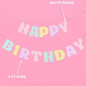 xo, Fetti Pastel Happy Birthday Banner - 1 Piece | Rainbow Bday Party Decorations, Cute Birthday Decor, Sweet 16, 21st