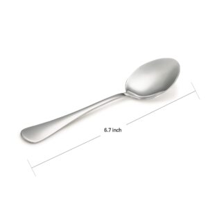 ANYLAT Stainless Steel 12-Piece Teaspoons Set, Table Dessert Spoons Pack for 12 (Silver 6.7 Inches)