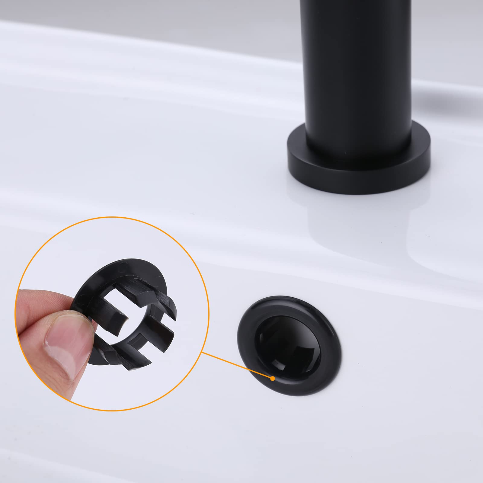 ARCORA 2 Pack Sink Overflow Ring Matte Black Bathroom Kitchen Sink Basin Trim Overflow Cover Hole Insert Cap