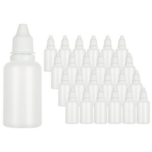 akolafe 100pcs 30ml plastic empty liquid dropper bottles with caps 1oz refillable ldpe plugs essential oil bottle container empty squeezable liquid dropper bottle for travelers