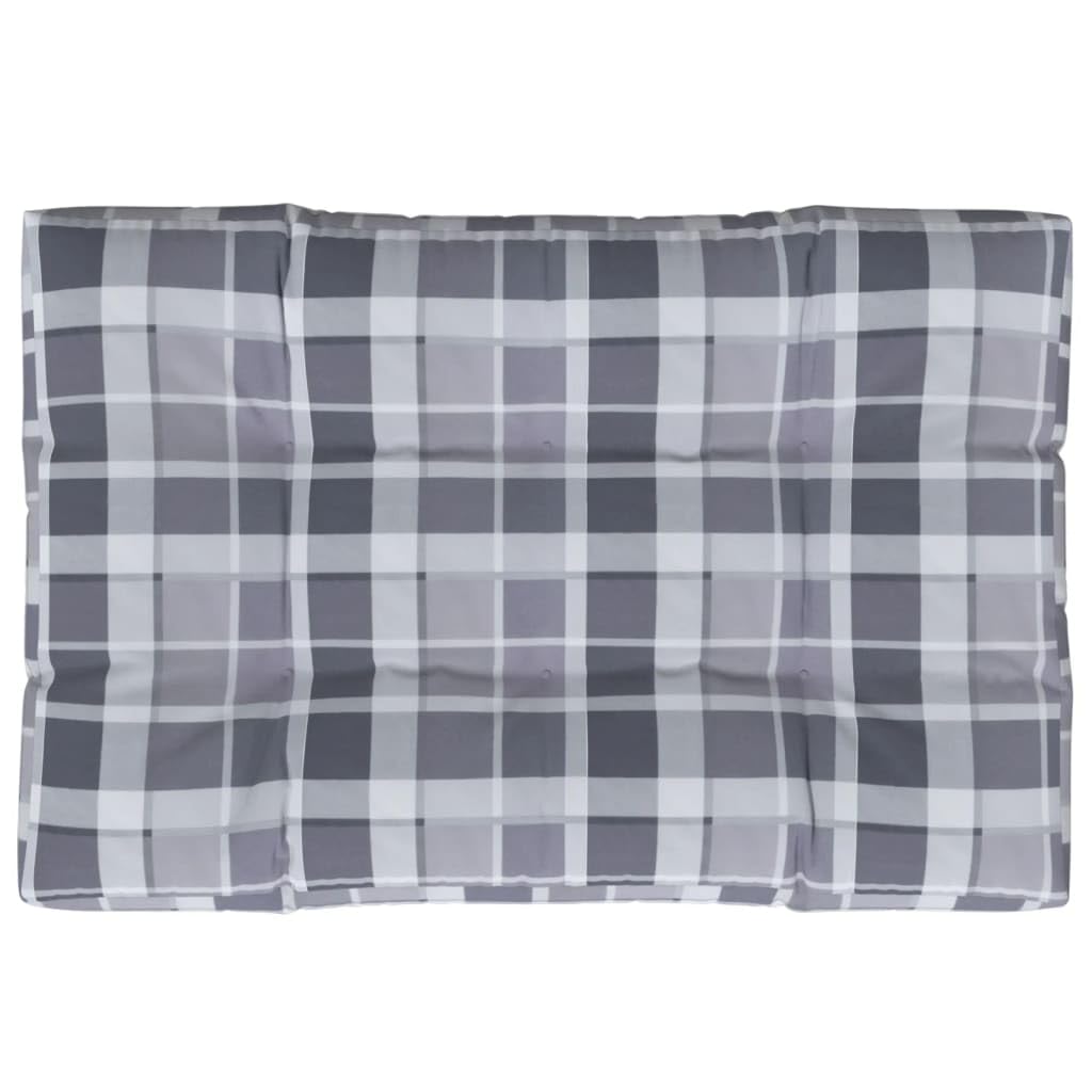 vidaXL Outdoor Pallet Cushion - UV and Water-Resistant Fabric, Gray Check Pattern, Polyester, Comfortable Hollow Fiber Filling, Versatile for Indoor/Outdoor Furniture - 47.2" x 31.5" x 4.7"