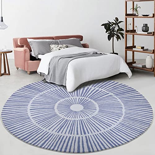 Lacomfy Modern Abstract Rug 5.2Ft Round Contemporary Area Rug Bedroom Rug Living Room Carpet Floor Rug Nonskid Soft Sherpa Rug for Dorm Dressing Room Decor Circle Play Mat for Kids, Blue