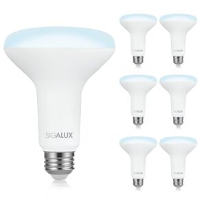 sigalux led flood lights indoor, br30 led bulb 65w equivalent, dimmable recessed light bulbs 650lm 5000k daylight can light bulbs, e26 base bulged light bulbs ul listed, 6 pack