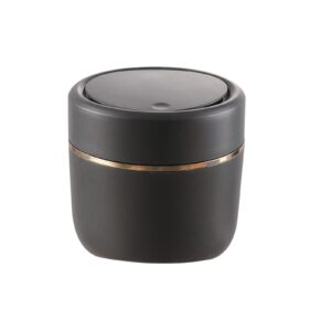 yistos mini trash can with lid, black, press-top, polypropylene, desktop, office, vanity, coffee table