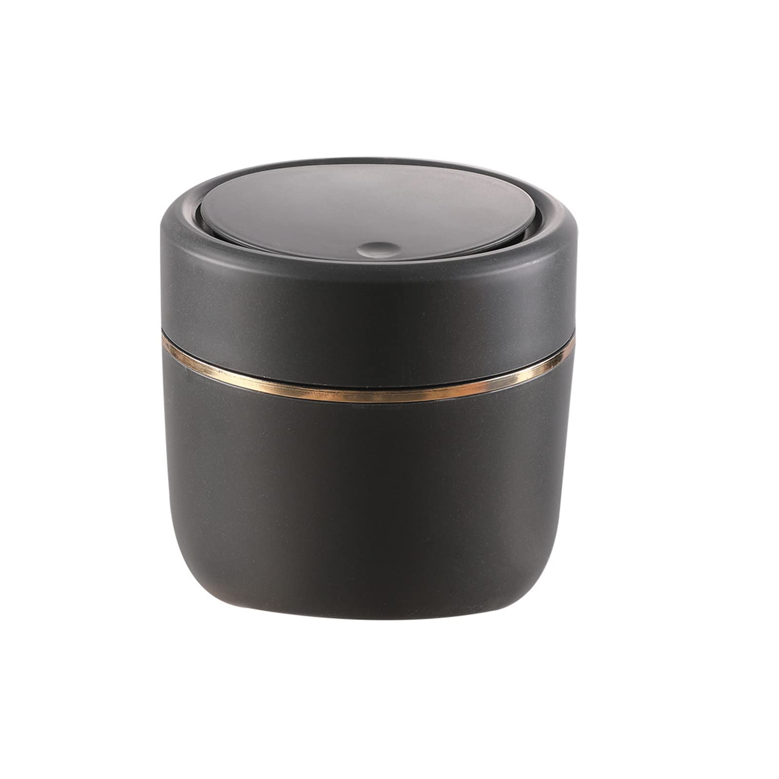 YISTOS Mini Trash Can with Lid, Black, Press-Top, Polypropylene, Desktop, Office, Vanity, Coffee Table