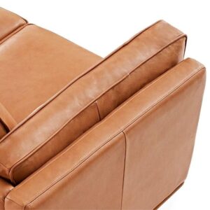 Valencia Artisan Full Leather Sofa 88” - Pure Full Italian Nappa Leather Couch, Solid Wood Accent, Ultimate Comfort, Cognac Tan