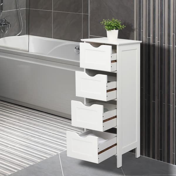 Bathroom Furniture Sets Floor Cabinet for Living Room Kitchen Study Entryway 4 Drawers, Towel Rack