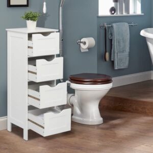 Bathroom Furniture Sets Floor Cabinet for Living Room Kitchen Study Entryway 4 Drawers, Towel Rack