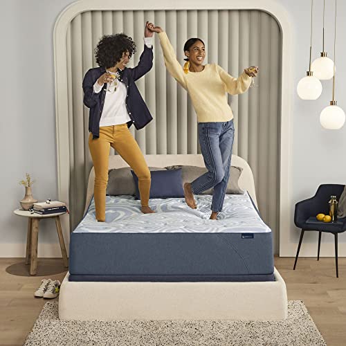 Serta Perfect Sleeper 12 Inch Twin XL Gel Memory Hybrid Mattress, Ultra Plush, USA Built, 100-Night Trial, CertiPUR-US Certified - Renewed Relief, White and Dark Blue