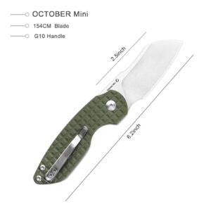 Kizer OCTOBER Mini Pocket Knife Green G10 Handle, EDC Outdoor Folding Knife 154CM Blade V2569C1