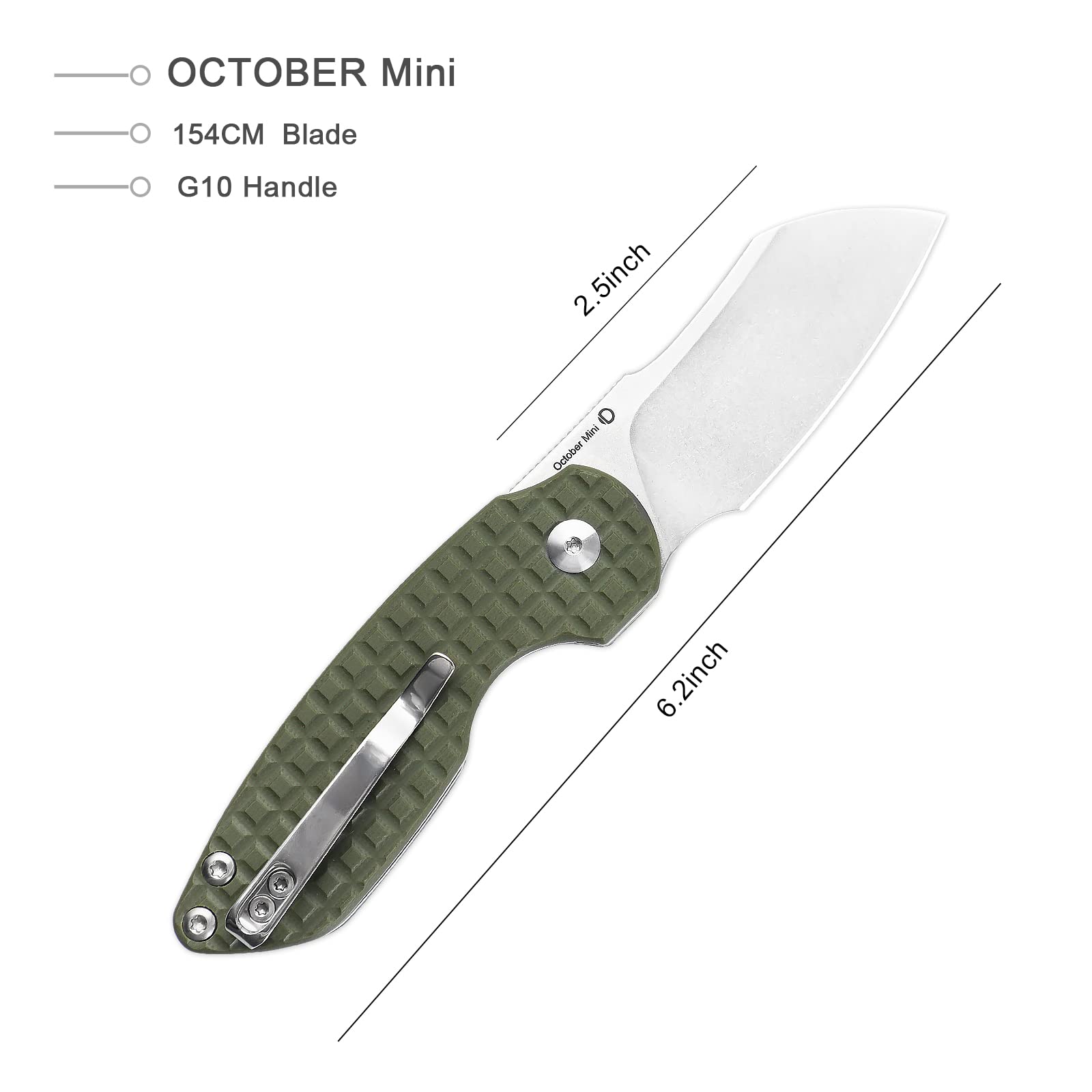 Kizer OCTOBER Mini Pocket Knife Green G10 Handle, EDC Outdoor Folding Knife 154CM Blade V2569C1