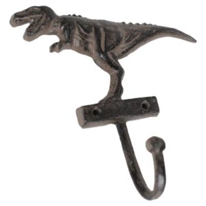 Ebros Gift Cast Iron Vintage Rustic Prehistoric Jurassic Era Tyrannosaurus Rex Dinosaur Wall Coat Key Leash Hook Multi-Purpose Hanger Organizer Hooks (1)