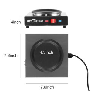 Restlrious Commercial Coffee Warmer Single Burner Decanter Warmer Plate, Stainless Steel Portable Warmer for Standard Glass Decanter, Suitable for Cafe, Break Room, Buffet, Event and Commercial Use