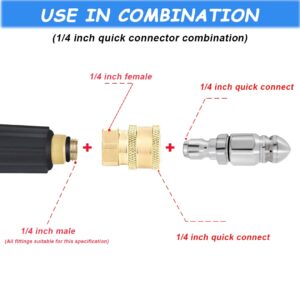 2 Pack 5000 PSI Sewer Jet Nozzle with Pressure Washer Coupler, Stainless Steel 1/4 Inch Pressure Washer Drain Jetter Hose Nozzle and Brass Fittings Quick Connector, 1/4'' Quick Connect to Female NPT