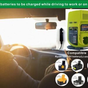 Compaitble with Ryobi P131 One+ Portable Dual Chemistry Lithium Ion or NiCad Vehicle Charger,Car Battery Charger, for Battery P107 P102 P108 P122 P161 P190 P191 P192 P100 P103 P104 P105 P106