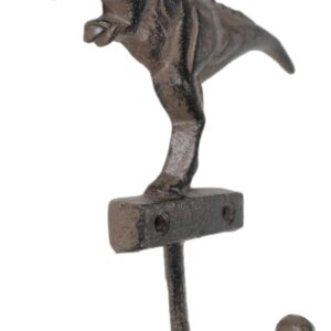 Ebros Gift Cast Iron Vintage Rustic Prehistoric Jurassic Era Tyrannosaurus Rex Dinosaur Wall Coat Key Leash Hook Multi-Purpose Hanger Organizer Hooks (1)