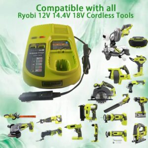 Compaitble with Ryobi P131 One+ Portable Dual Chemistry Lithium Ion or NiCad Vehicle Charger,Car Battery Charger, for Battery P107 P102 P108 P122 P161 P190 P191 P192 P100 P103 P104 P105 P106