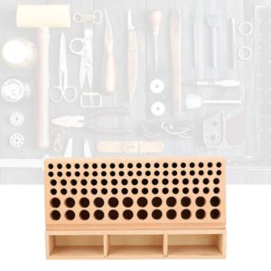 Leather Tool Holder, 100 Holes Leather Craft Rack Stand DIY Wooden Leathercraft Tool Storage Box Organizer Tool Case, for Leather Working Making Punch Tools Organization(Storage rack 100 holes)