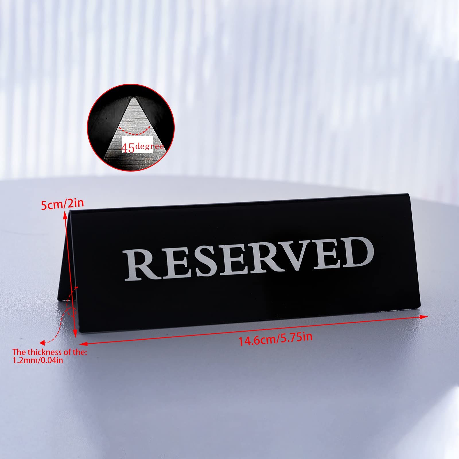 12 Pieces Reserved Table Sign for Wedding Table Acrylic Reservation Signs for Tables Black Reserved Seat Signs for Restaurants Wedding Sign Reserved Table Tent Sign Guest Reservation Sign for Table